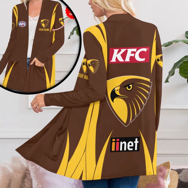 Personalized Hawthorn FC Women's Patch Pocket Cardigan - MAITM 7904