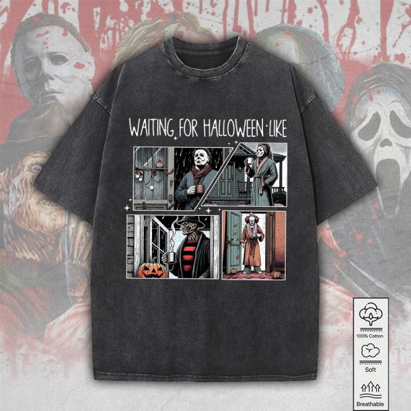 Horror Movies 2D Acid Washed Cotton Shirt - MAITM 7572
