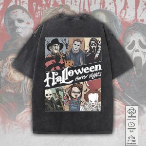 Horror Movies 2D Acid Washed Cotton Shirt - MAITM 7572