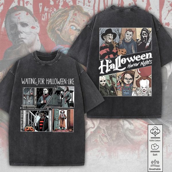 Horror Movies 2D Acid Washed Cotton Shirt - MAITM 7572