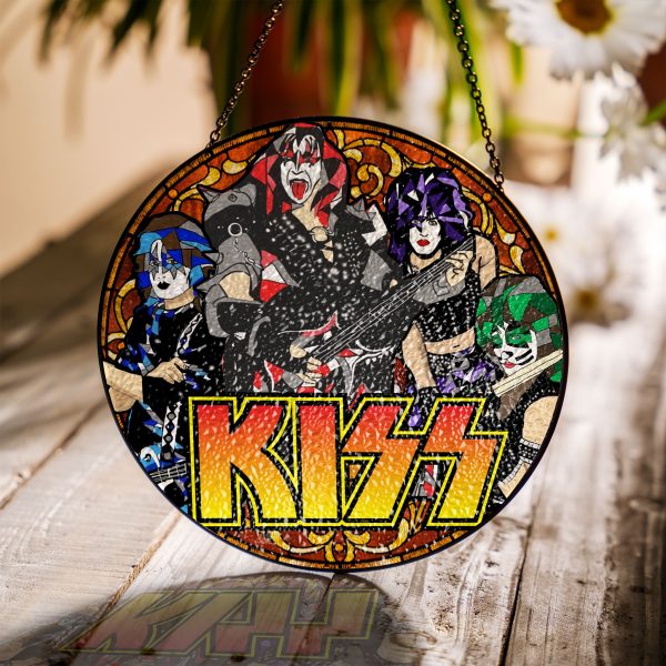 Kiss Band Round Stained Glass Suncatcher - GNE 1161