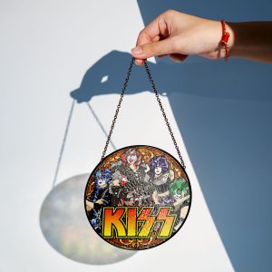 Kiss Band Round Stained Glass Suncatcher - GNE 1161