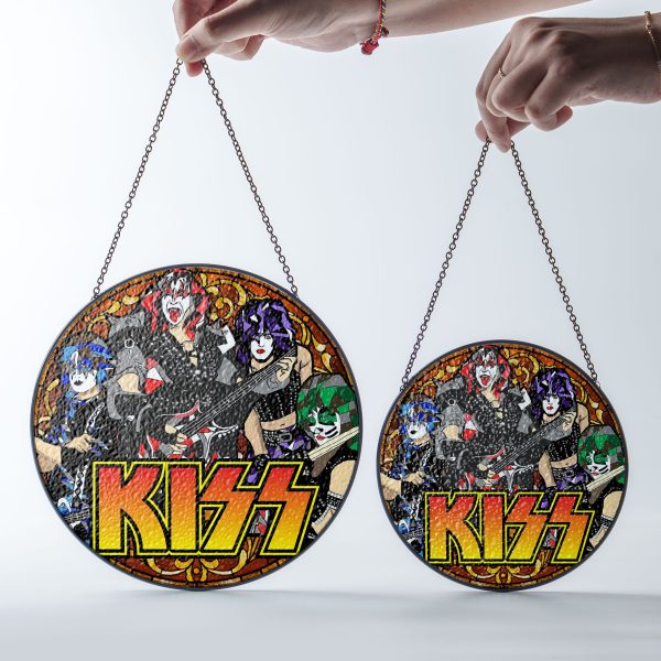 Kiss Band Round Stained Glass Suncatcher - GNE 1161