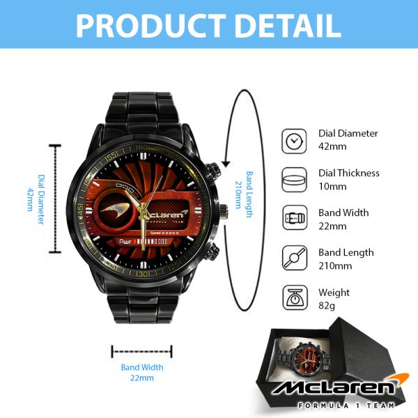 McLaren Black Stainless Steel Watch - HOATT 6063