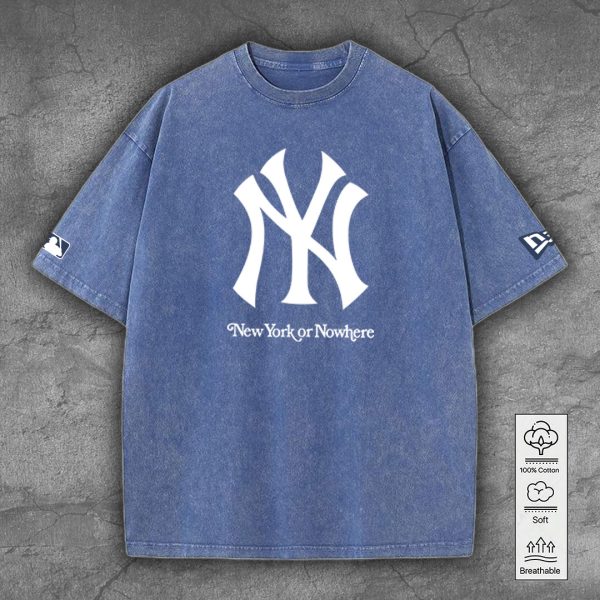 New York Yankees 2D Acid Washed Cotton Shirt - TANTN 7977