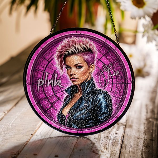 P!nk Round Stained Glass Suncatcher - GNE 1254