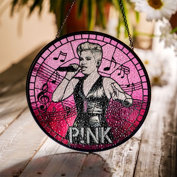 P!nk Round Stained Glass Suncatcher - VANDH 3366