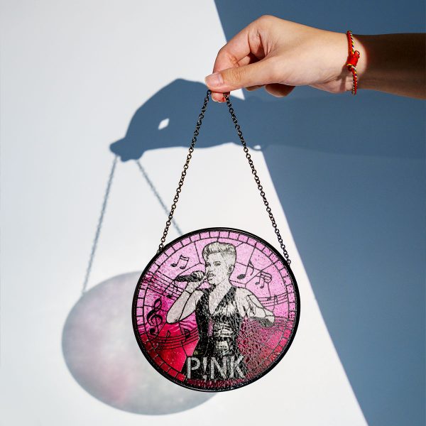 P!nk Round Stained Glass Suncatcher - VANDH 3366