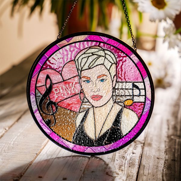 P!nk Round Stained Glass Suncatcher - VANDH 3367