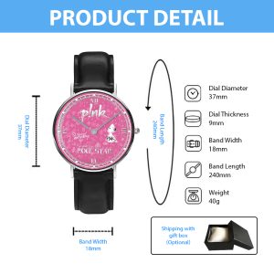 P!nk Black Stitched Leather Watch - ANHNV 5101