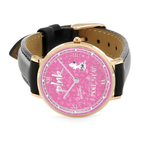 P!nk Black Stitched Leather Watch - ANHNV 5101