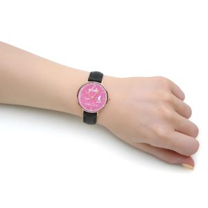 P!nk Black Stitched Leather Watch - ANHNV 5101