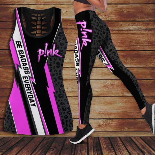 P!nk Hollow Tank Top Leggings - VANDH 3291