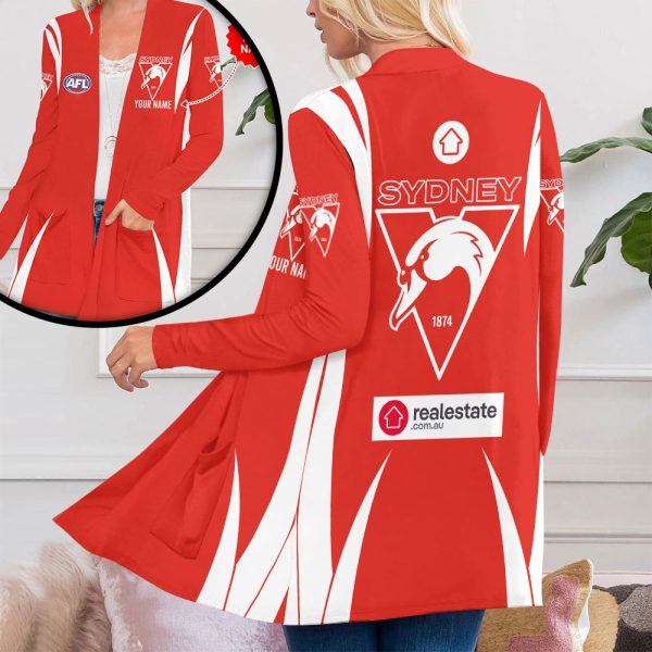 Personalized Sydney Swans Women's Patch Pocket Cardigan - MAITM 7926
