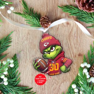Personalized Kansas City Chiefs x The Grinch Custom Shape 2-sided Acrylic Ornament - MAITM 8057