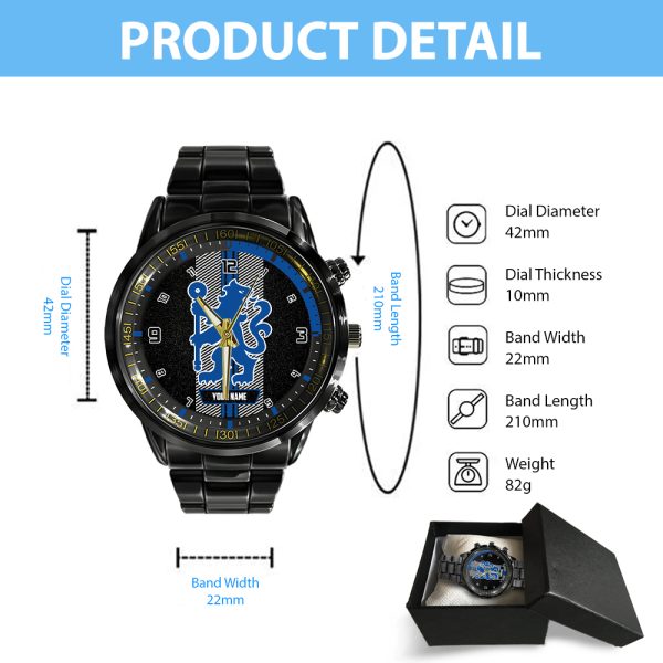 Personalized Chelsea FC Black Stainless Steel Watch - TANTN 8235