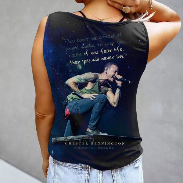 Linkin Park x Chester Bennington Women's Button V-neck Sleeveless Shirt - HOATT 6279