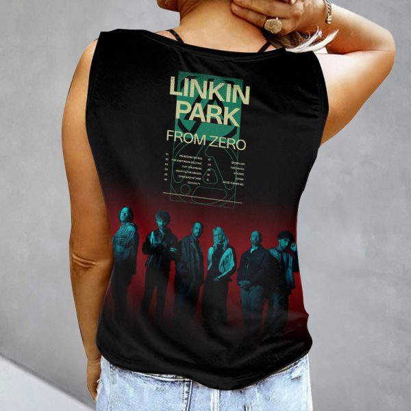 Linkin Park Women's Button V-neck Sleeveless Shirt - GNE 1381