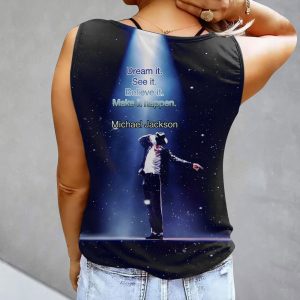 Michael Jackson Women's Button V-neck Sleeveless Shirt - HOATT 6280