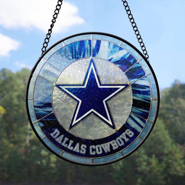 Dallas Cowboys Round Stained Glass Suncatcher - VANDH 3389