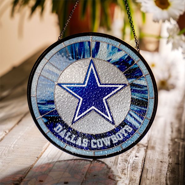 Dallas Cowboys Round Stained Glass Suncatcher - VANDH 3389