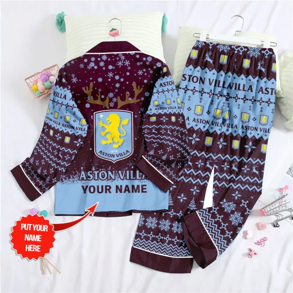 Personalized Aston Villa Button Down Pajamas Set – TANTN 8850