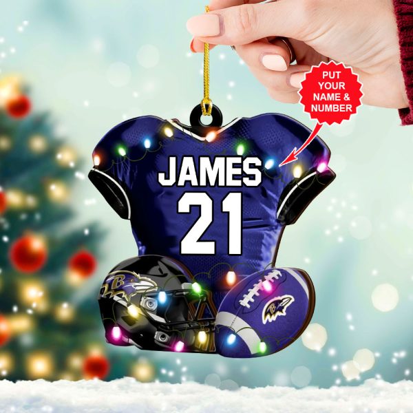 Personalized Baltimore Ravens Custom Shape 2-sided Acrylic Ornament – VANDH 3820