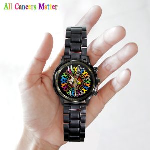 Cancer Awareness Black Stainless Steel Watch - GNE 1749