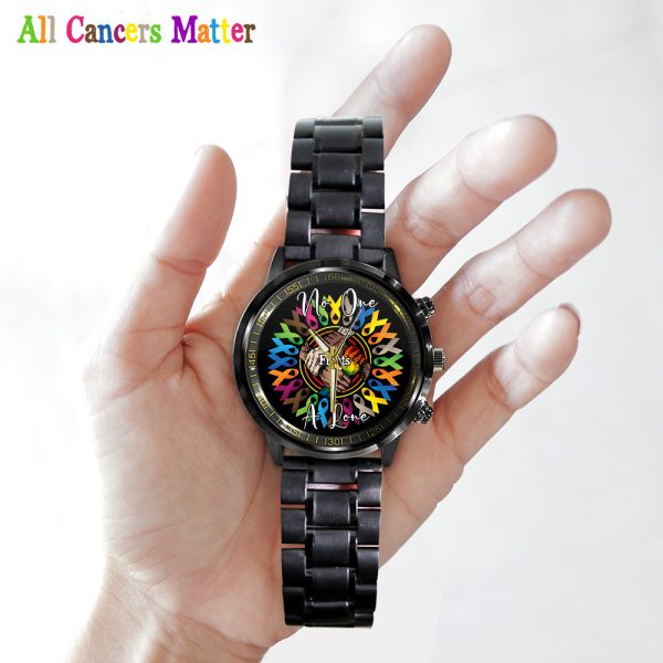 Cancer Awareness Black Stainless Steel Watch - GNE 1749
