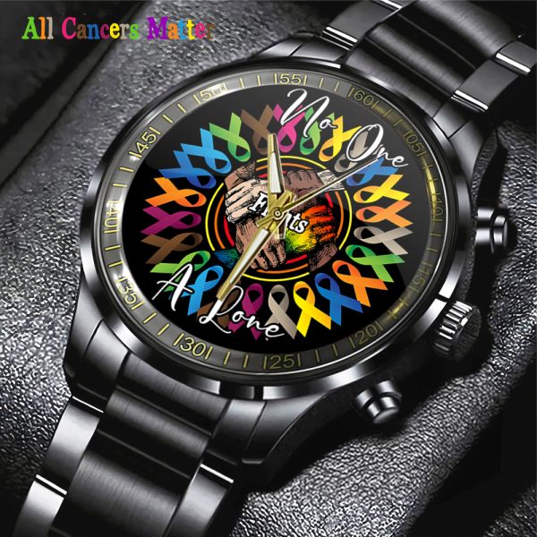 Cancer Awareness Black Stainless Steel Watch - GNE 1749