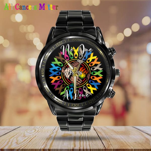 Cancer Awareness Black Stainless Steel Watch - GNE 1749