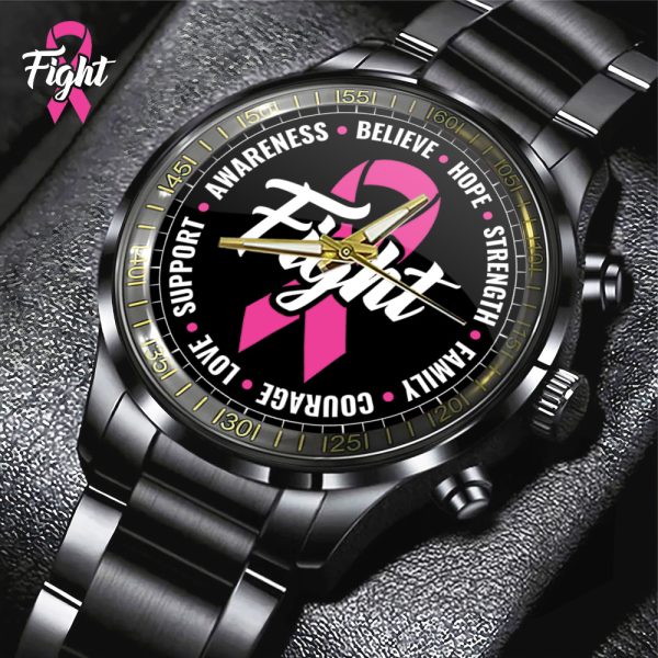 Breast Cancer Awareness Black Stainless Steel Watch - GNE 1750