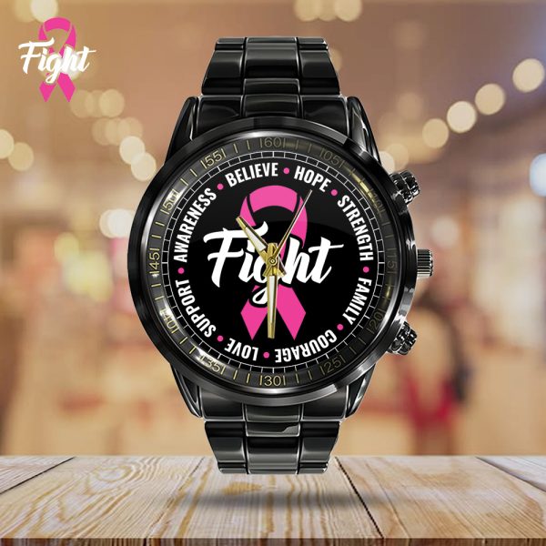 Breast Cancer Awareness Black Stainless Steel Watch - GNE 1750