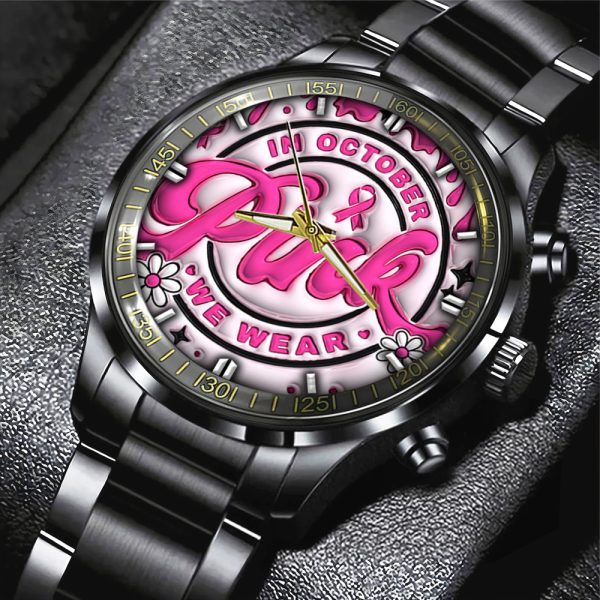 Breast Cancer Awareness Black Stainless Steel Watch - GNE 1802