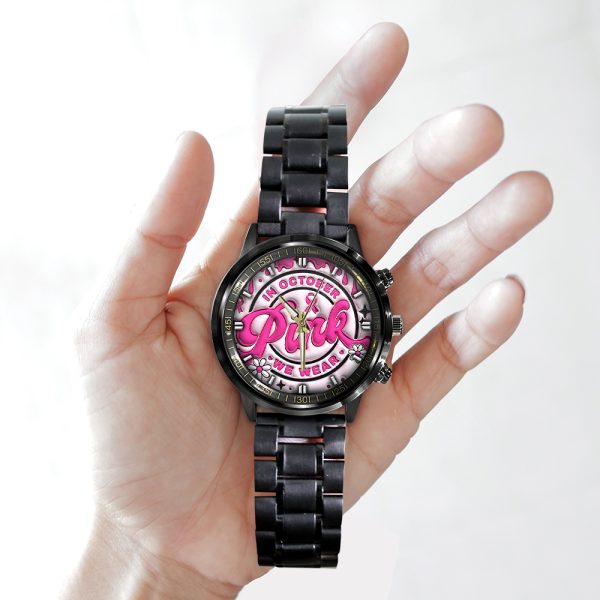 Breast Cancer Awareness Black Stainless Steel Watch - GNE 1802