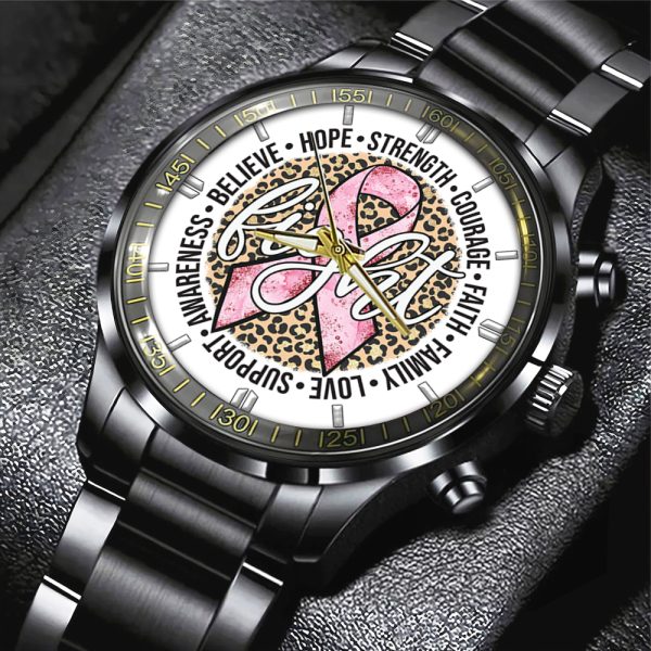 Breast Cancer Awareness Black Stainless Steel Watch - GNE 1811