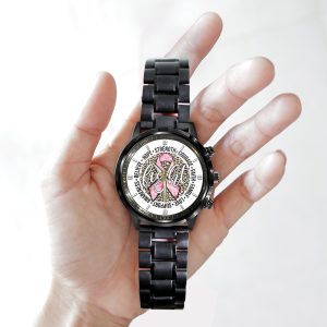 Breast Cancer Awareness Black Stainless Steel Watch - GNE 1811