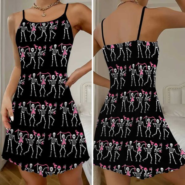 Breast Cancer Awareness 3D Strappy Swing Dress - GNE 1803