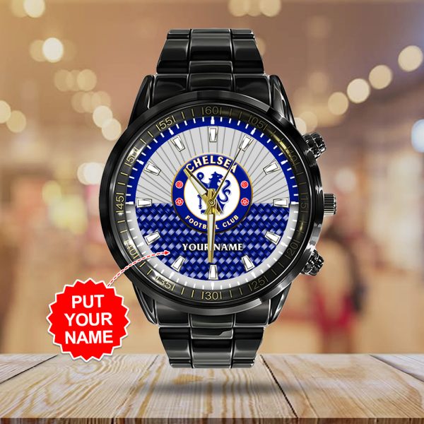 Personalized Chelsea FC Black Stainless Steel Watch - TANTN 8983