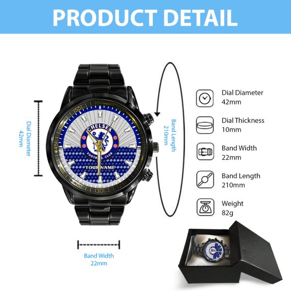 Personalized Chelsea FC Black Stainless Steel Watch - TANTN 8983