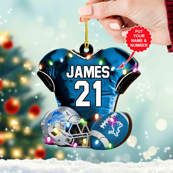 Personalized Detroit Lions Custom Shape 2-sided Acrylic Ornament – VANDH 3801