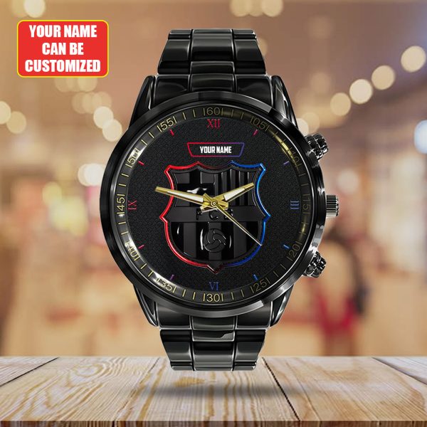 Personalized FC Barcelona Black Stainless Steel Watch - TANTN 8752