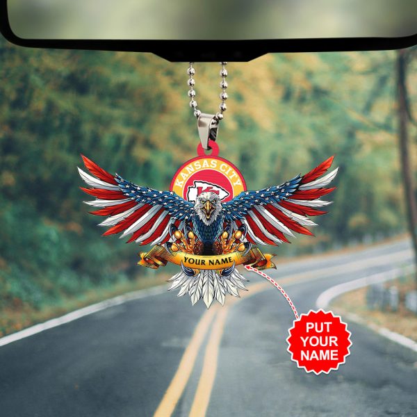 Personalized Kansas City Chiefs Custom Shape 2-sided Acrylic Car Ornament - TANTN 8965