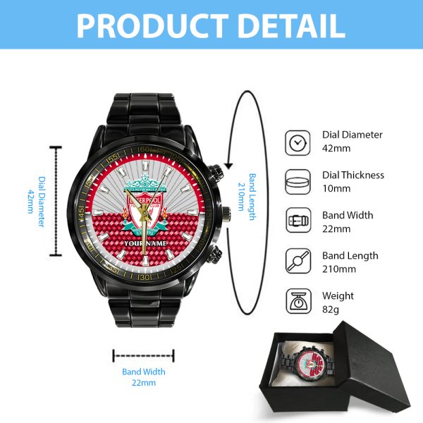 Personalized Liverpool FC Black Stainless Steel Watch - TANTN 8981