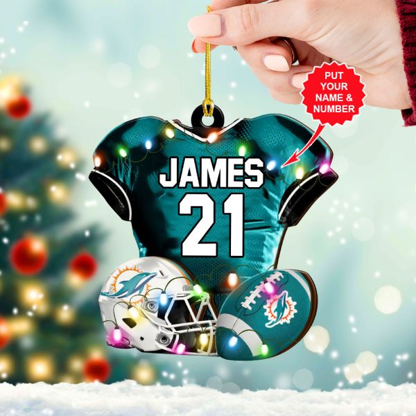 Personalized Miami Dolphins Custom Shape 2-sided Acrylic Ornament – VANDH 3814