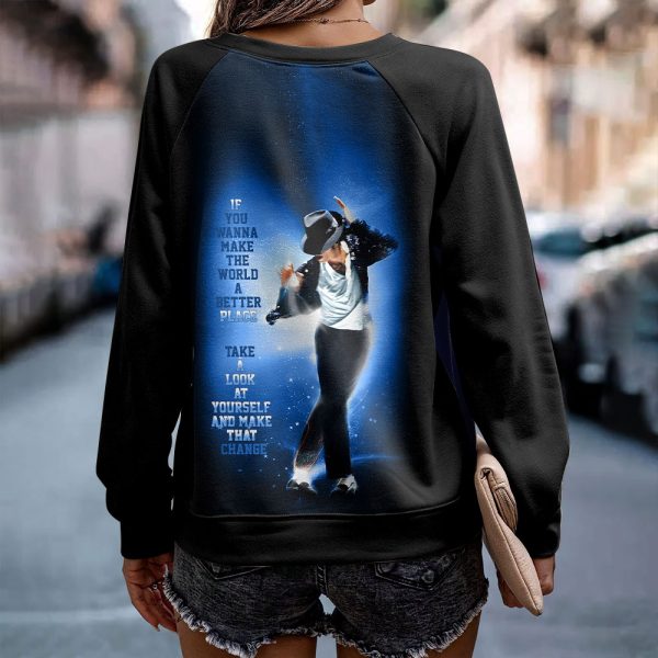 Michael Jackson Round Neck Raglan Sleeve Sweatshirt – HOATT 6802