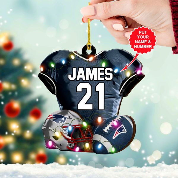 Personalized New England Patriots Custom Shape 2-sided Acrylic Ornament – VANDH 3818