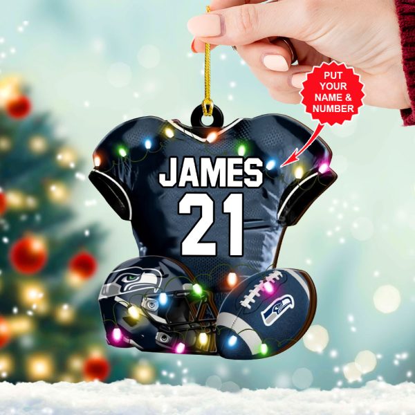 Personalized Seattle Seahawks Custom Shape 2-sided Acrylic Ornament – VANDH 3821