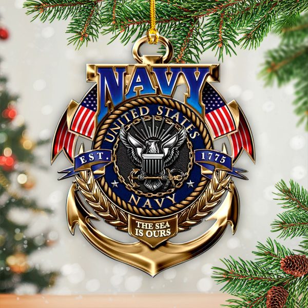 United States Navy Custom Shape Clear 1-sided Acrylic Ornament - GNE 1780