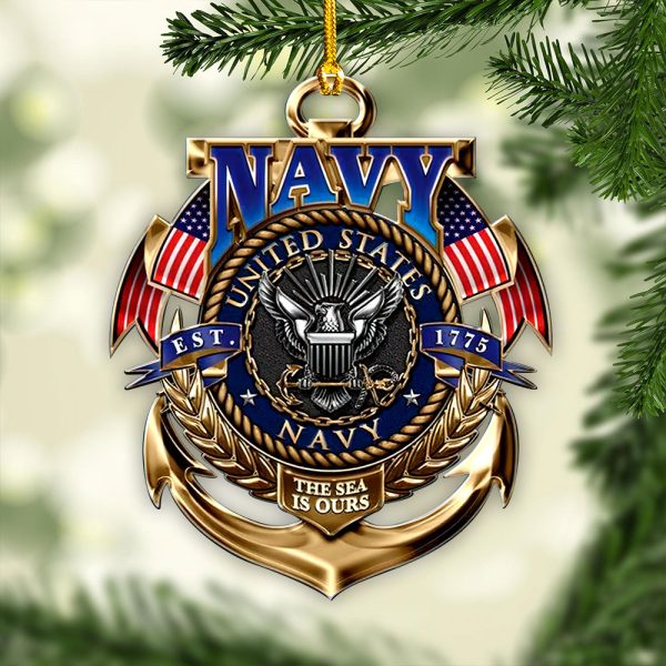 United States Navy Custom Shape Clear 1-sided Acrylic Ornament - GNE 1780